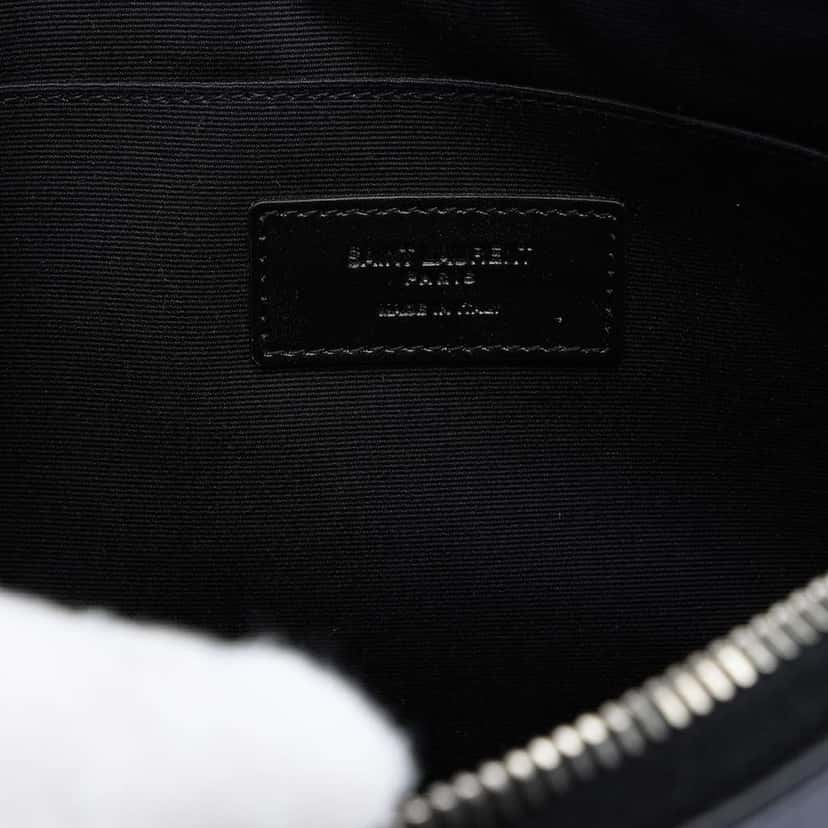 Saint Laurent Metallic Calfskin Robot Zipped Tablet Pouch Silver Leather Very good condition - Box View