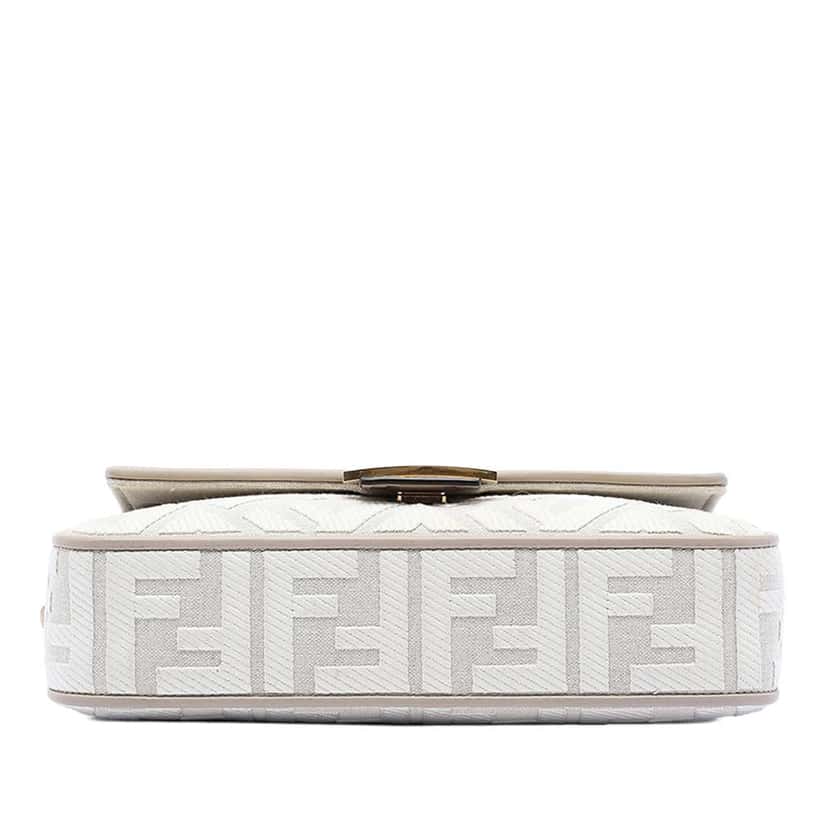 Fendi Zucca Embroidered Canvas Baguette Satchel Grey Canvas Good condition - Inside View