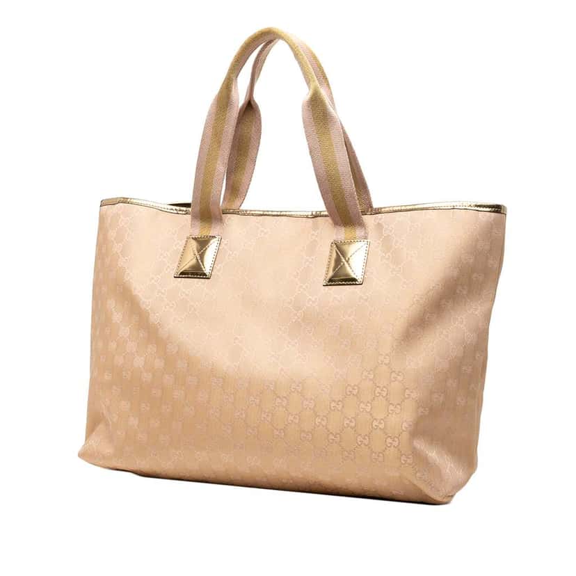 Gucci GG Canvas Web Tote Gold Canvas Very good condition - Back View