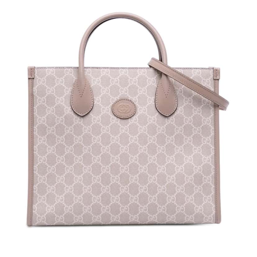 Gucci Small GG Supreme Interlocking G Tote Brown Canvas Very good condition - Front View