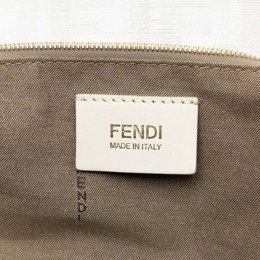 Fendi Zucca Coated Canvas Chef Shoulder Bag White Canvas Very good condition - Box View