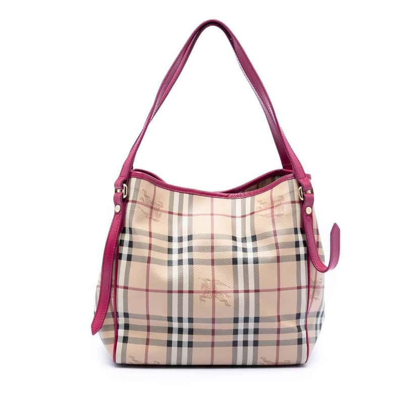 Burberry Small Haymarket Check Coated Canvas Canterbury Tote Brown Canvas Very good condition - Front View