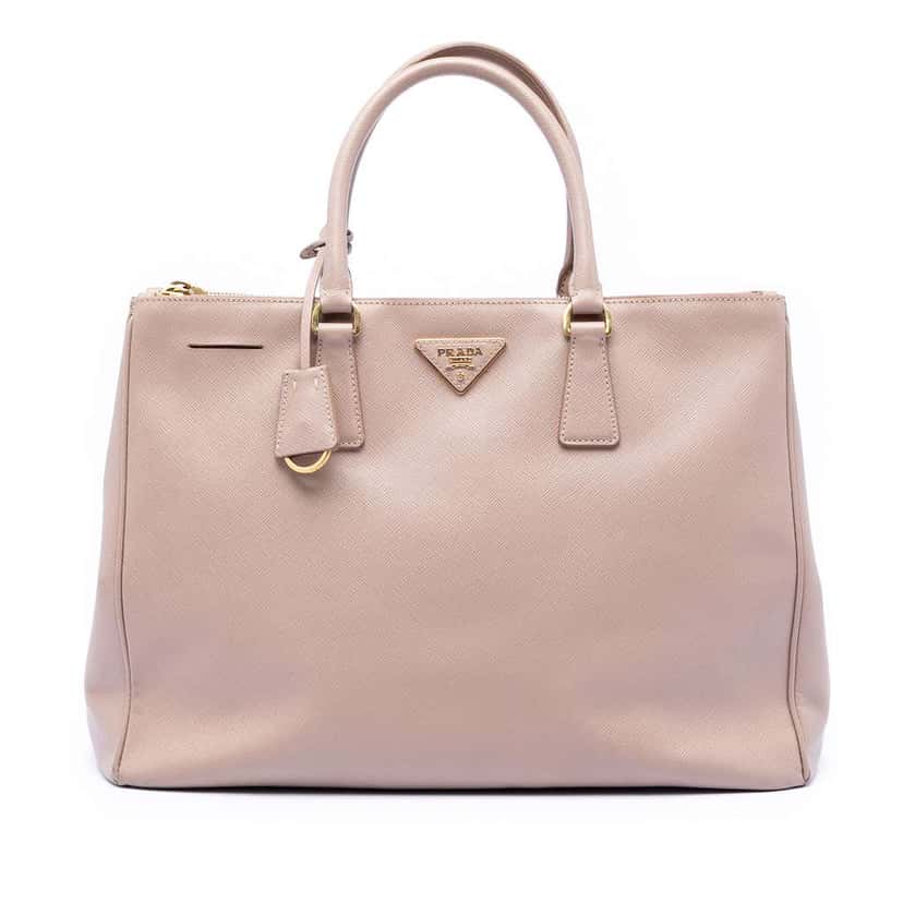 Prada Large Saffiano Lux Galleria Double Zip Tote Brown Leather Very good condition - Front View