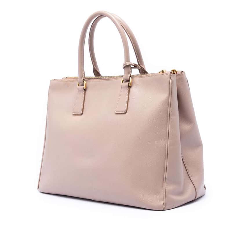 Prada Large Saffiano Lux Galleria Double Zip Tote Brown Leather Very good condition - Back View