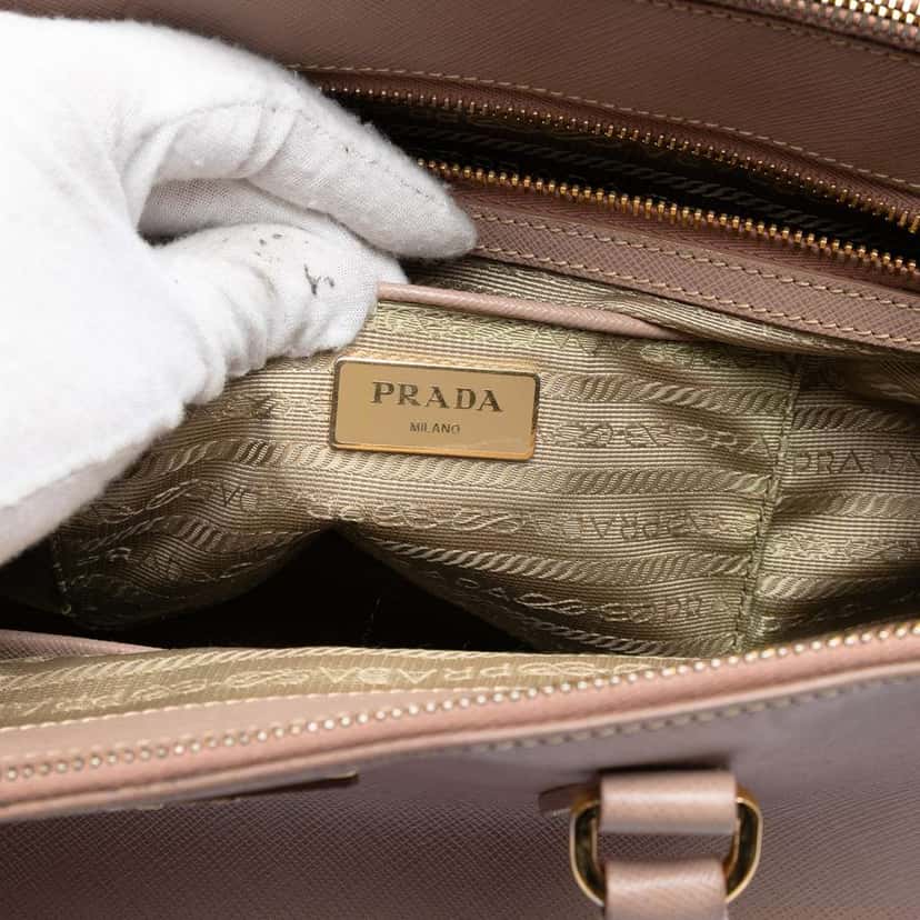Prada Large Saffiano Lux Galleria Double Zip Tote Brown Leather Very good condition - Box View