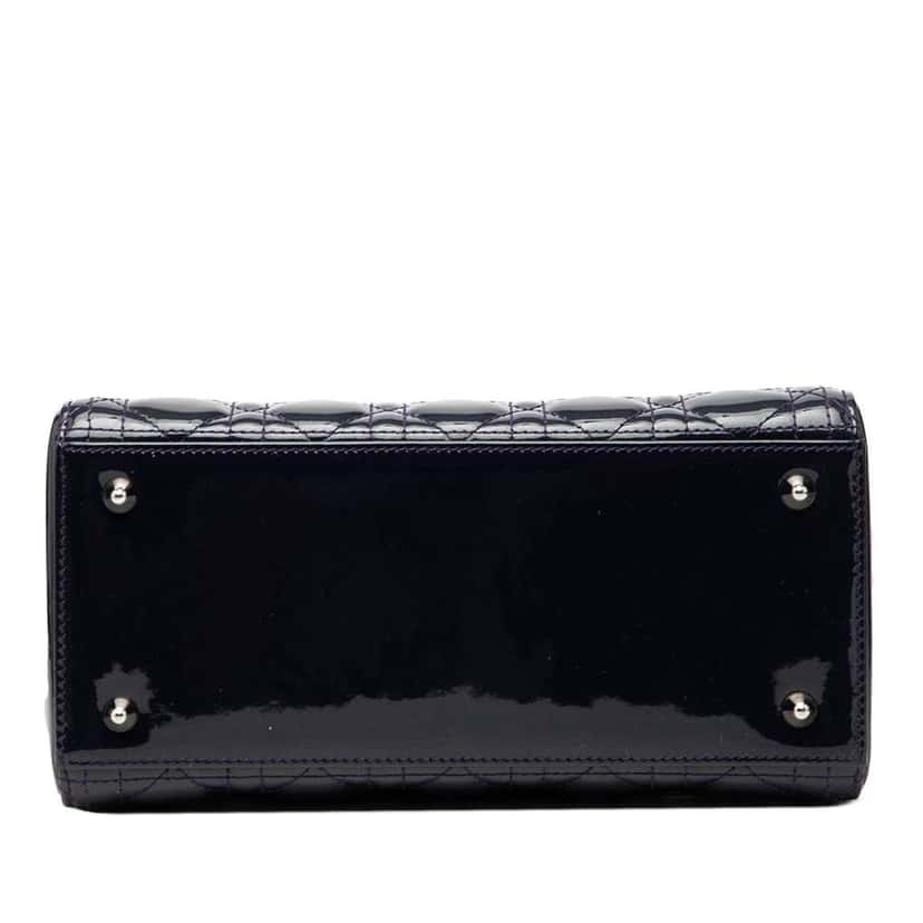 Dior Medium Patent Cannage Lady Dior Blue Leather Very good condition - Inside View