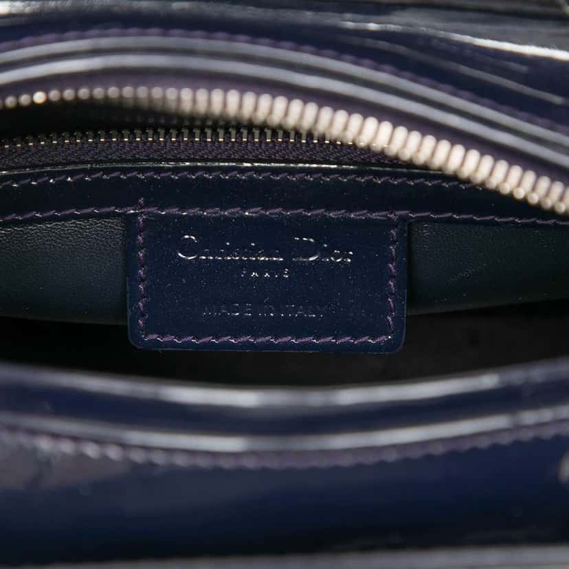 Dior Medium Patent Cannage Lady Dior Blue Leather Very good condition - Box View