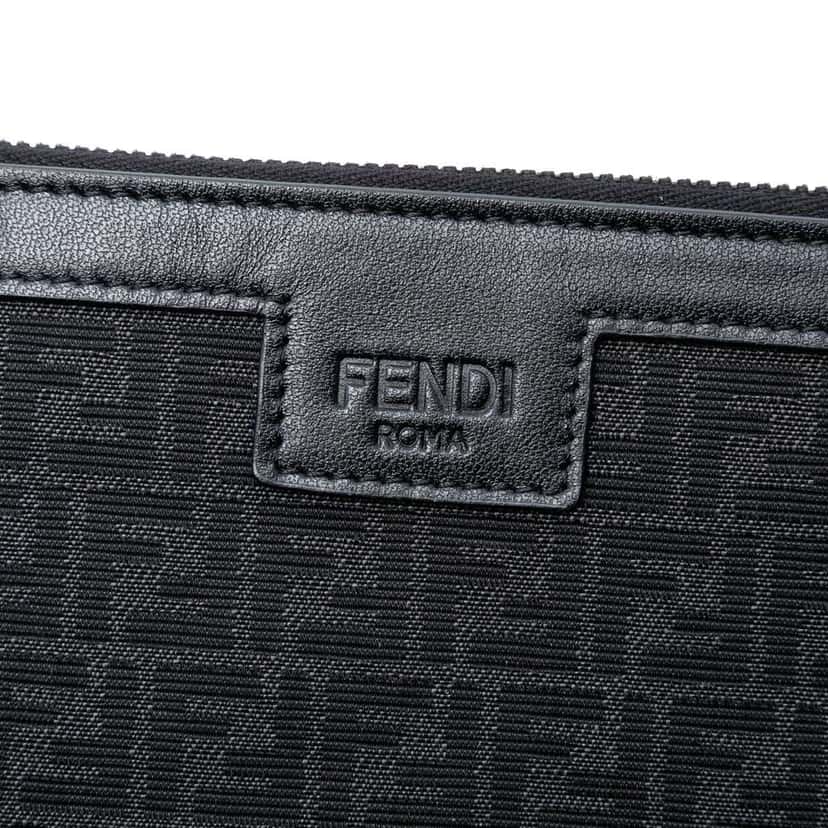 Fendi Zucchino Canvas Flat Clutch Black Canvas Very good condition - Box View