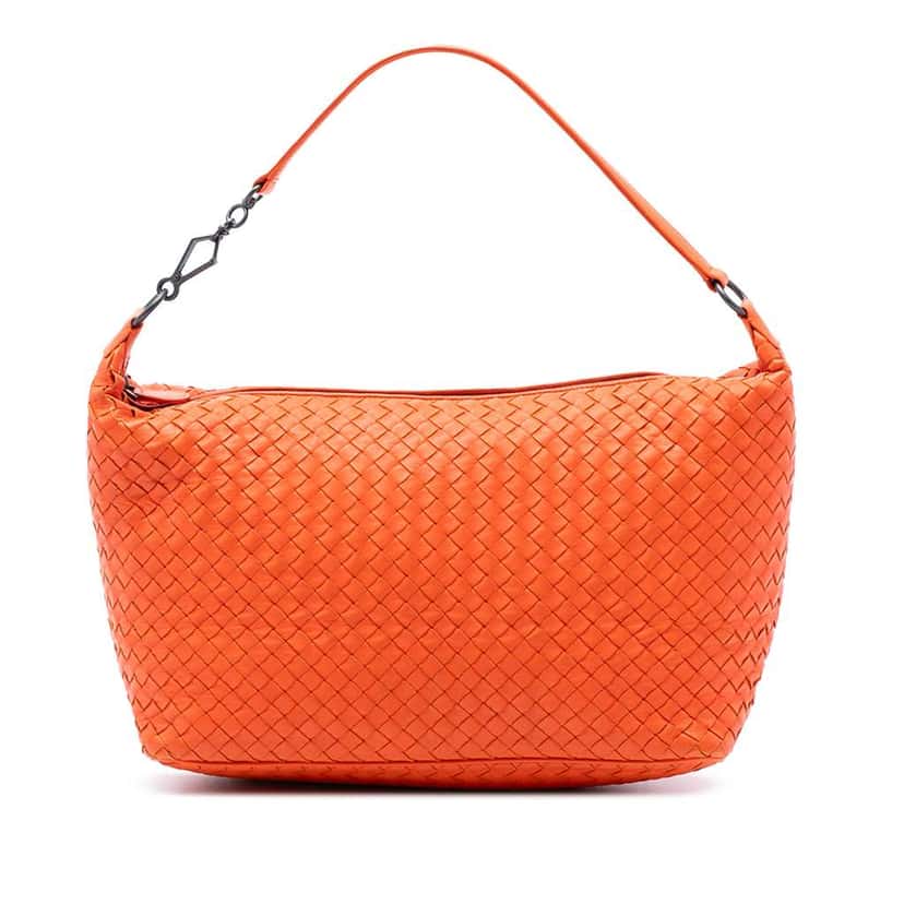 Bottega Veneta Nappa Intrecciato Shoulder Bag Orange Leather Very good condition - Front View