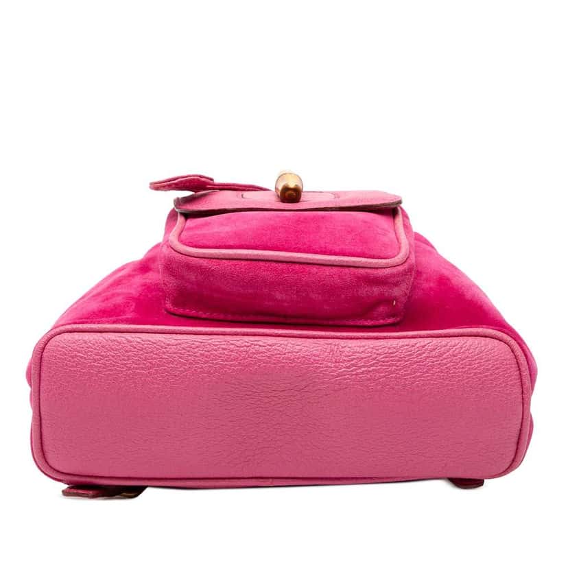 Gucci Suede Bamboo Backpack Pink Leather Very good condition - Inside View