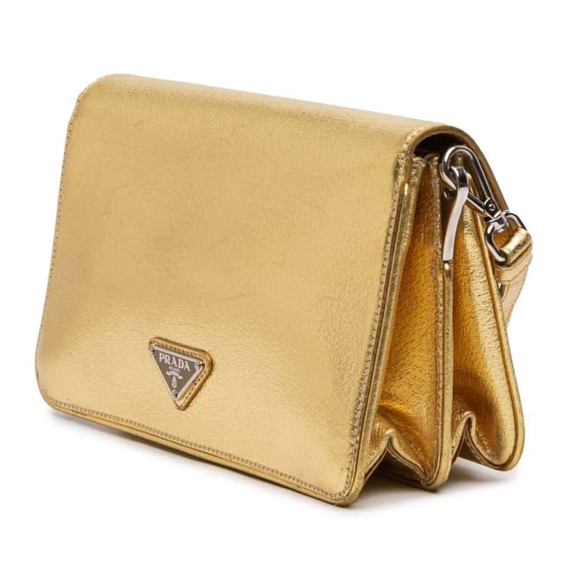 Prada Metallic Cinghiale Crossbody Gold Leather Very good condition - Back View
