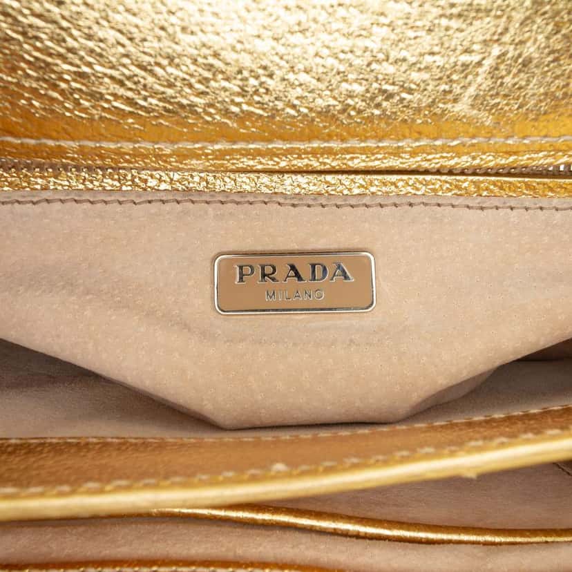 Prada Metallic Cinghiale Crossbody Gold Leather Very good condition - Box View