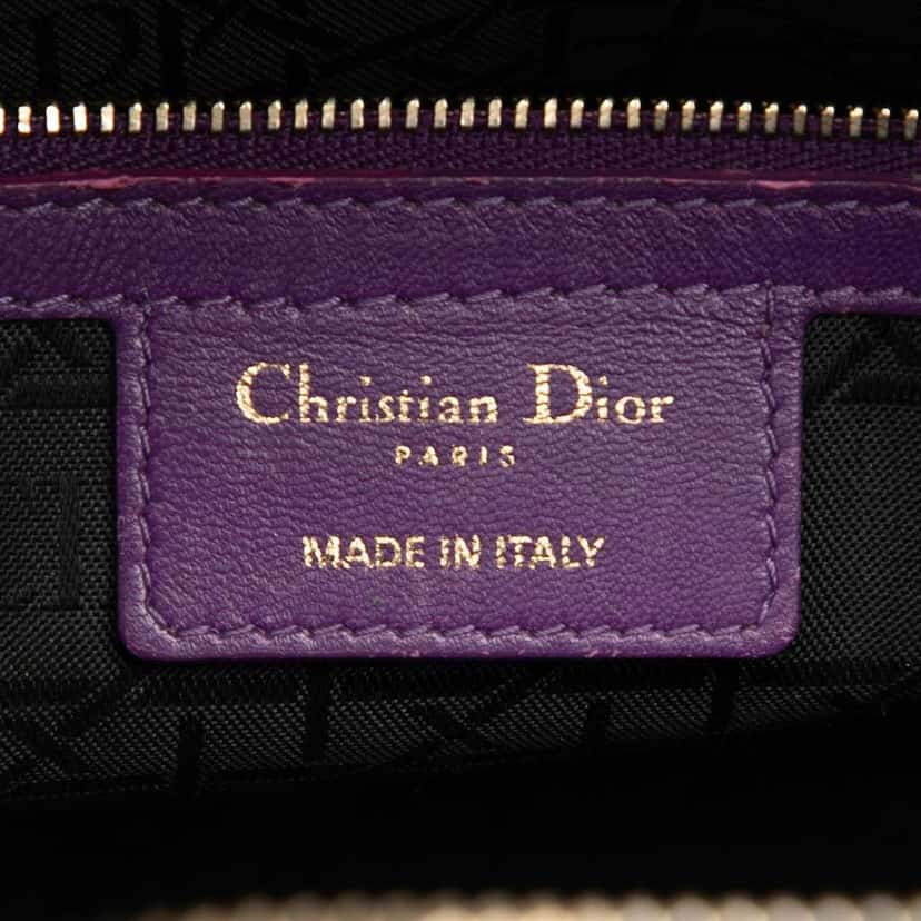 Dior Large Lambskin Cannage Lady Dior Purple Leather Very good condition - Box View