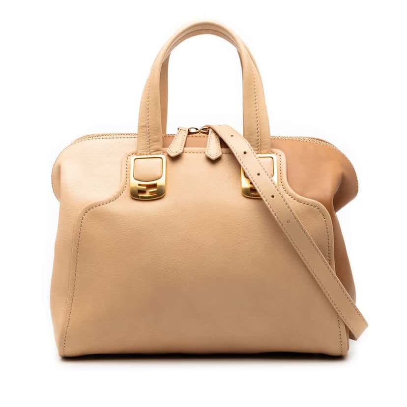 Fendi Small Tricolor Leather Colorblock Chameleon Satchel Brown Leather Very good condition - Front View