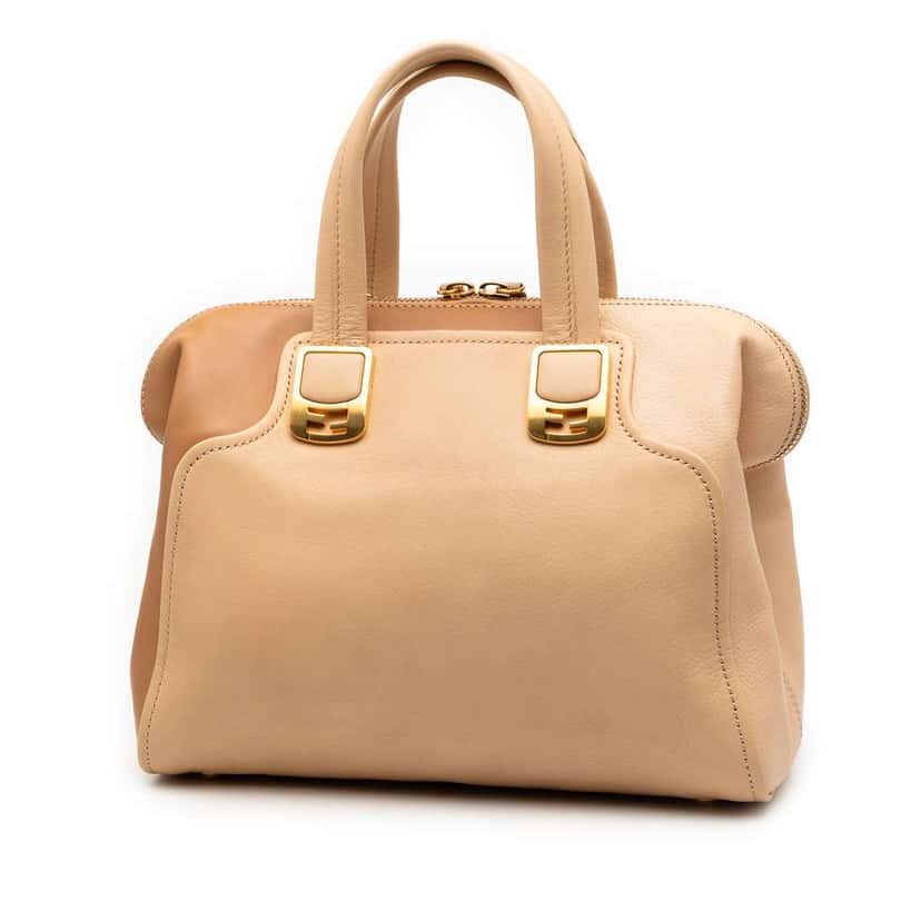 Fendi Small Tricolor Leather Colorblock Chameleon Satchel Brown Leather Very good condition - Back View