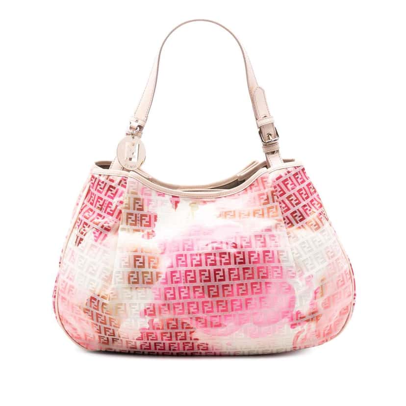 Fendi Zucchino Canvas Floral Tote Brown Canvas Very good condition - Front View