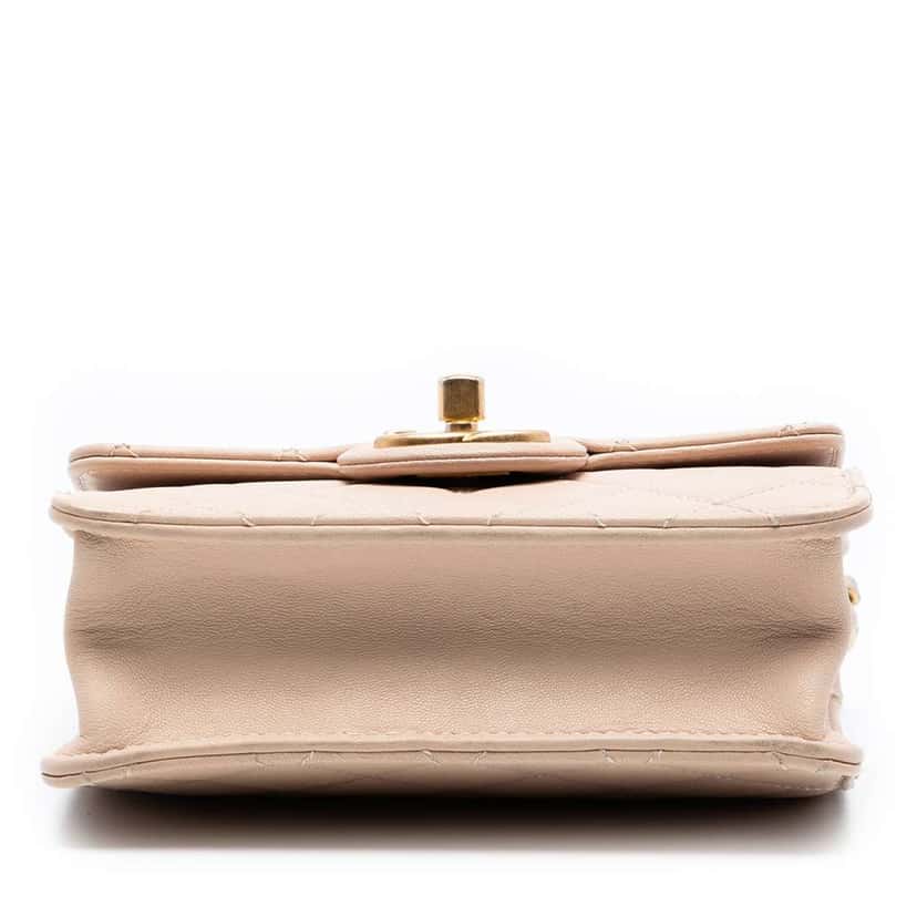 Chanel Small Quilted Lambskin Chic Pearls Flap Brown Leather Very good condition - Inside View