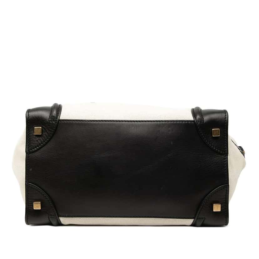 Celine Mini Bicolor Canvas and Leather Luggage Tote Brown Canvas Very good condition - Inside View