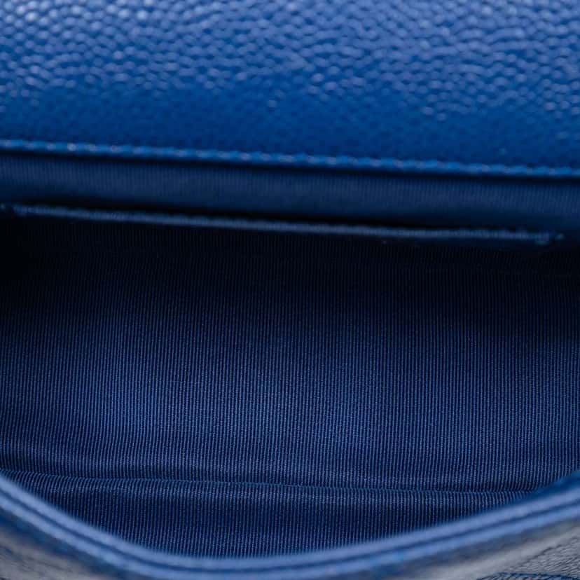 Chanel Mini Square Quilted Caviar CC Incognito Single Flap Blue Leather Very good condition - Model View