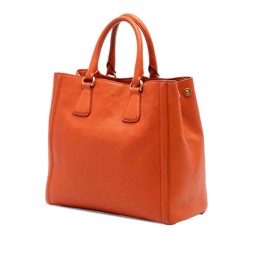 Prada Vitello Daino Open Convertible Tote Orange Leather Very good condition - Back View
