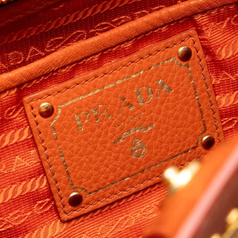 Prada Vitello Daino Open Convertible Tote Orange Leather Very good condition - Box View