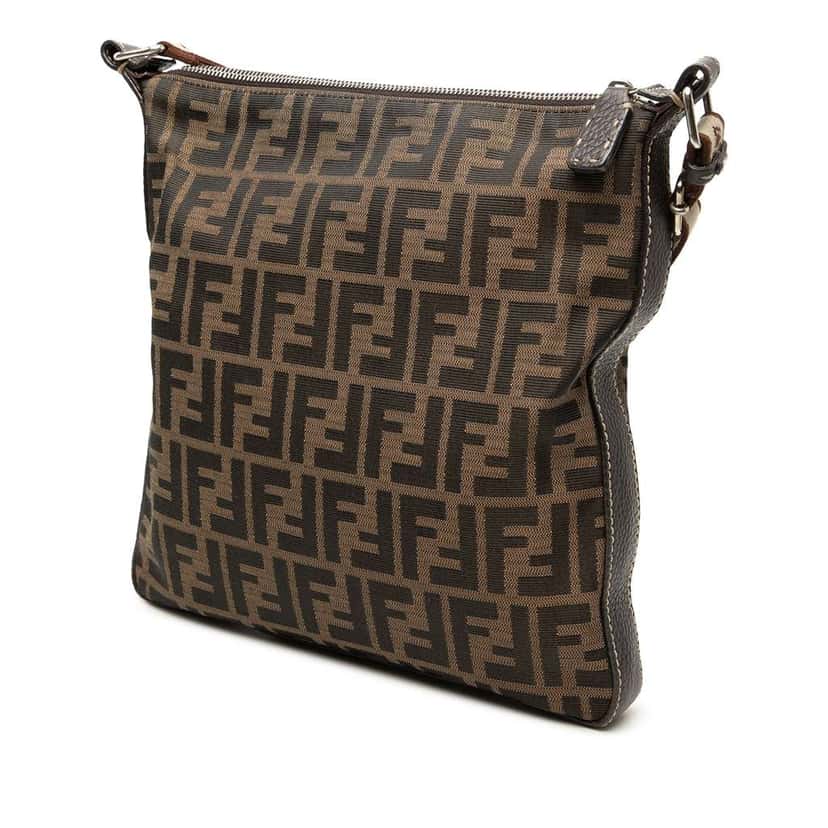 Fendi Zucca Canvas Selleria Crossbody Brown Canvas Very good condition - Back View