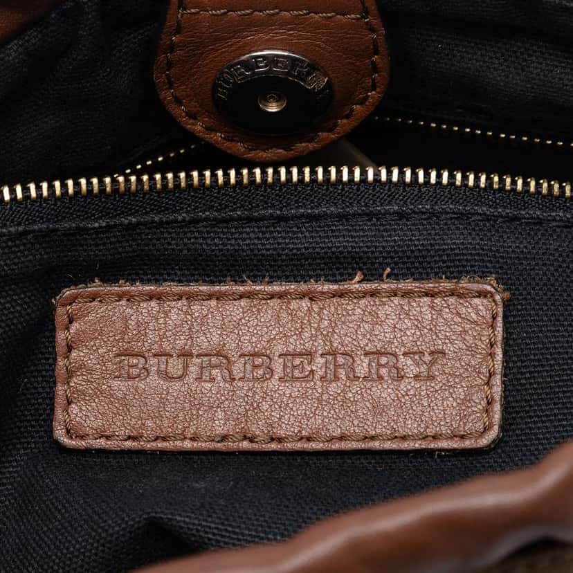 Burberry House Check Canvas and Calfskin Little Crush Crossbody Brown Leather Very good condition - Box View