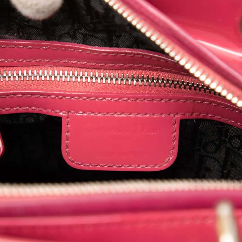 Dior Medium Patent Cannage Lady Dior Pink Leather Very good condition - Box View
