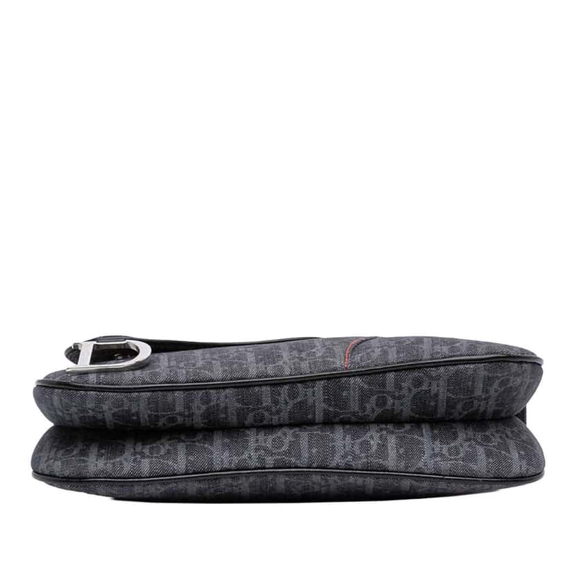 Dior Oblique Denim Flight Double Saddle Crossbody Blue Canvas Very good condition - Inside View