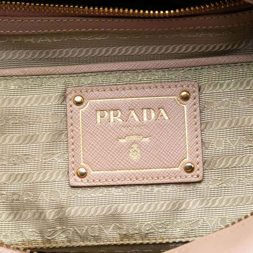 Prada Small Bicolor Saffiano Square Bauletto Satchel Pink Leather Very good condition - Box View