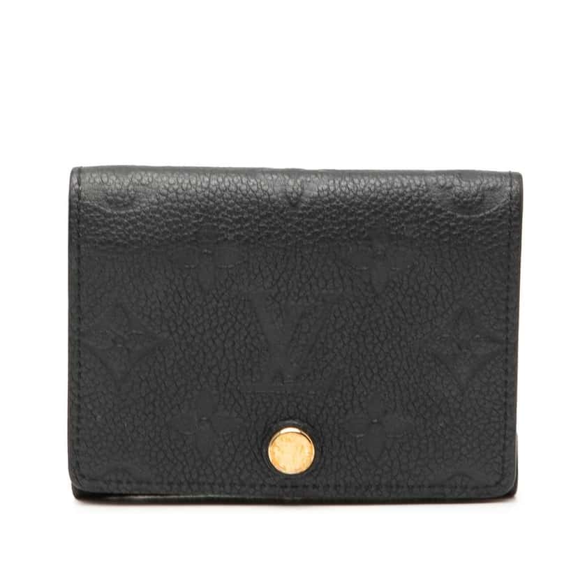 Louis Vuitton Monogram Empreinte Business Card Holder Black Leather Very good condition - Front View