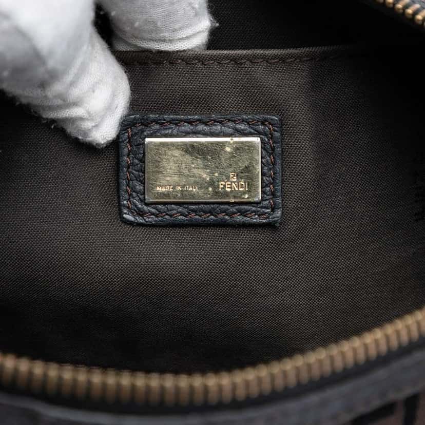 Fendi Zucchino Canvas F Charm Crossbody Brown Canvas Very good condition - Box View