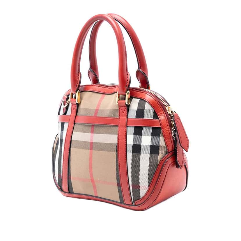 Burberry Small Leather Trimmed House Check Canvas Bridle Orchard Satchel Brown Canvas Very good condition - Back View