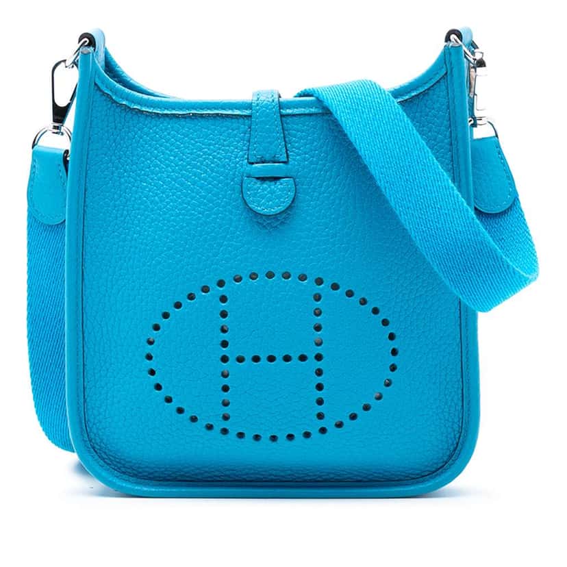 Hermès Clemence Evelyne TPM Blue Leather Good condition - Front View