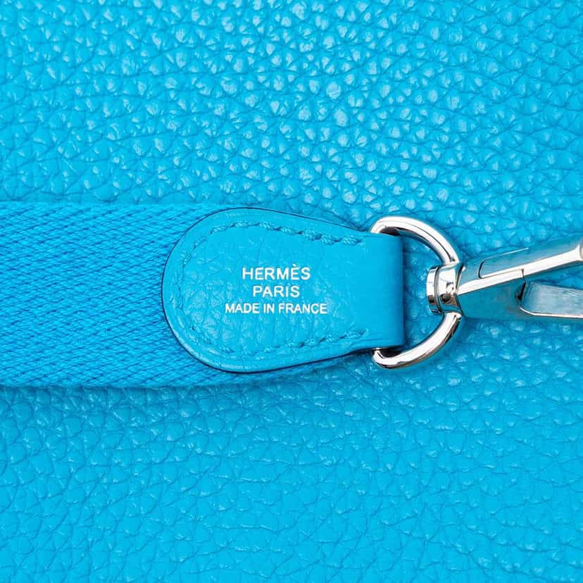 Hermès Clemence Evelyne TPM Blue Leather Good condition - Box View
