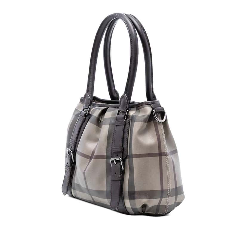 Burberry Small Smoke Check Coated Canvas Northfield Satchel Brown Canvas Very good condition - Back View