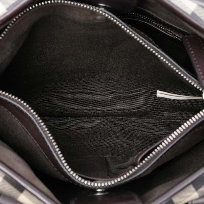 Burberry Small Smoke Check Coated Canvas Northfield Satchel Brown Canvas Very good condition - Model View