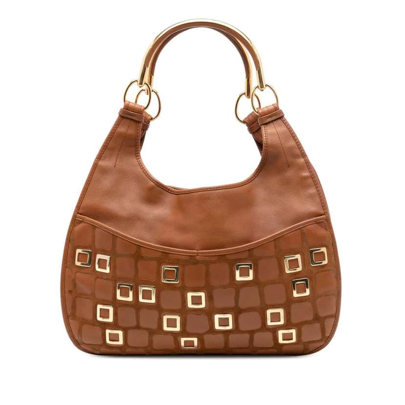 Dior Medium Embellished Leather 61 Hobo Brown Leather Very good condition - Front View