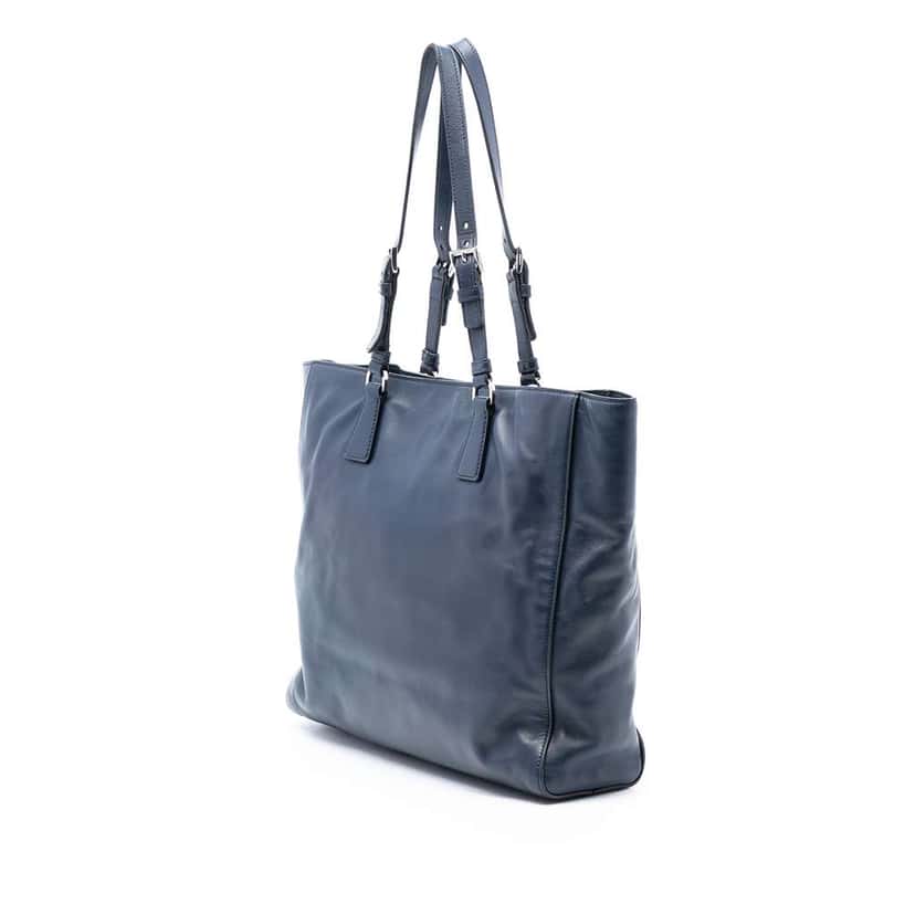 Prada Soft Calf Tote Blue Leather Very good condition - Back View