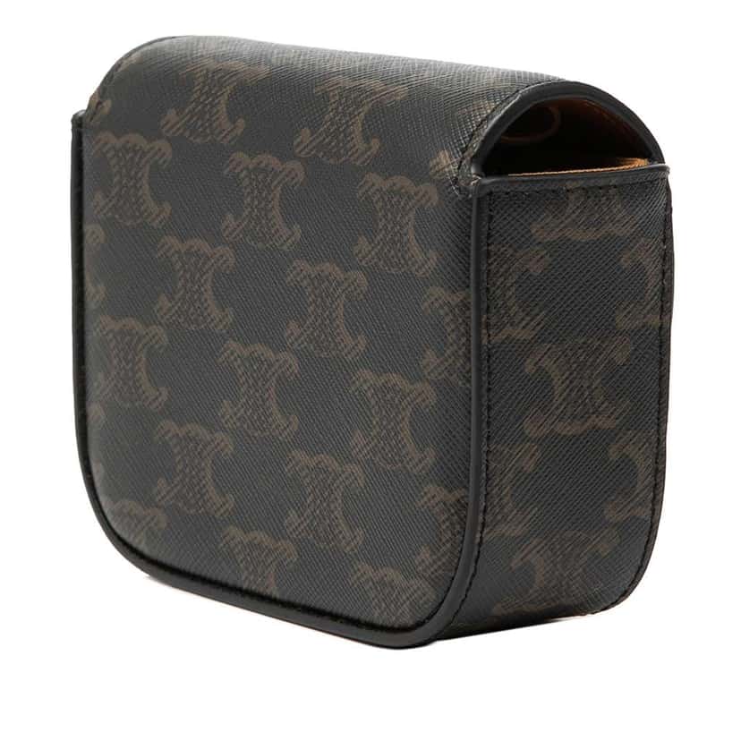 Celine Mini Triomphe Coated Canvas Claude Crossbody Brown Canvas Very good condition - Back View