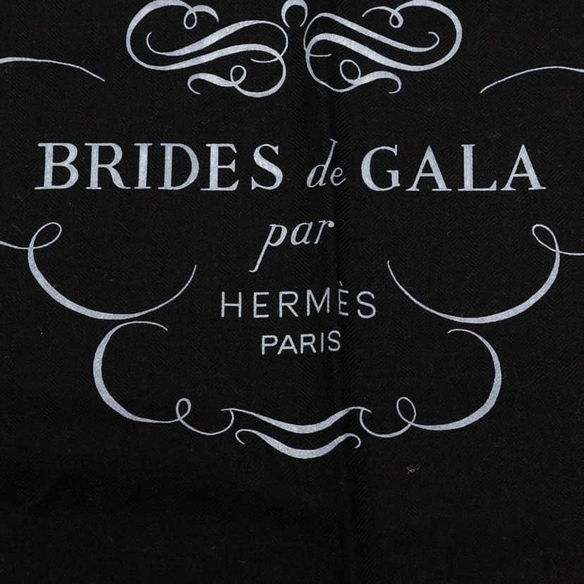 Hermès Brides de Gala Applique Pique Cashmere Silk Shawl 140 Black Wool Good condition - Inside View