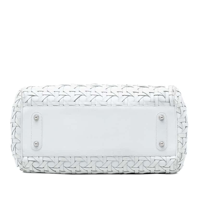 Dior Woven Lambskin Lady Dior Avenue Tote White Leather Good condition - Inside View