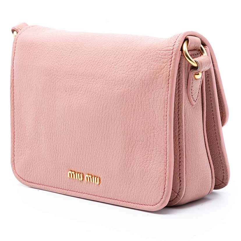 Miu Miu Studded Goatskin Madras Crystal Crossbody Pink Leather Very good condition - Back View