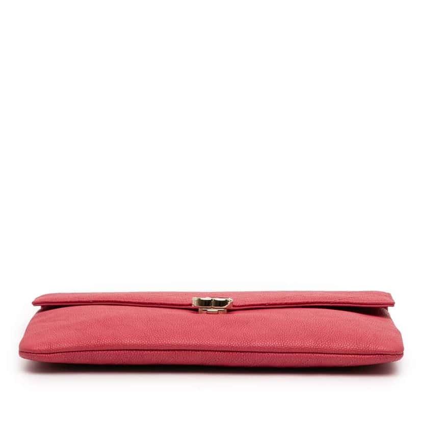 Chanel Paris Cuba Quilted Caviar Thread Around Envelope Clutch Red Leather Very good condition - Inside View