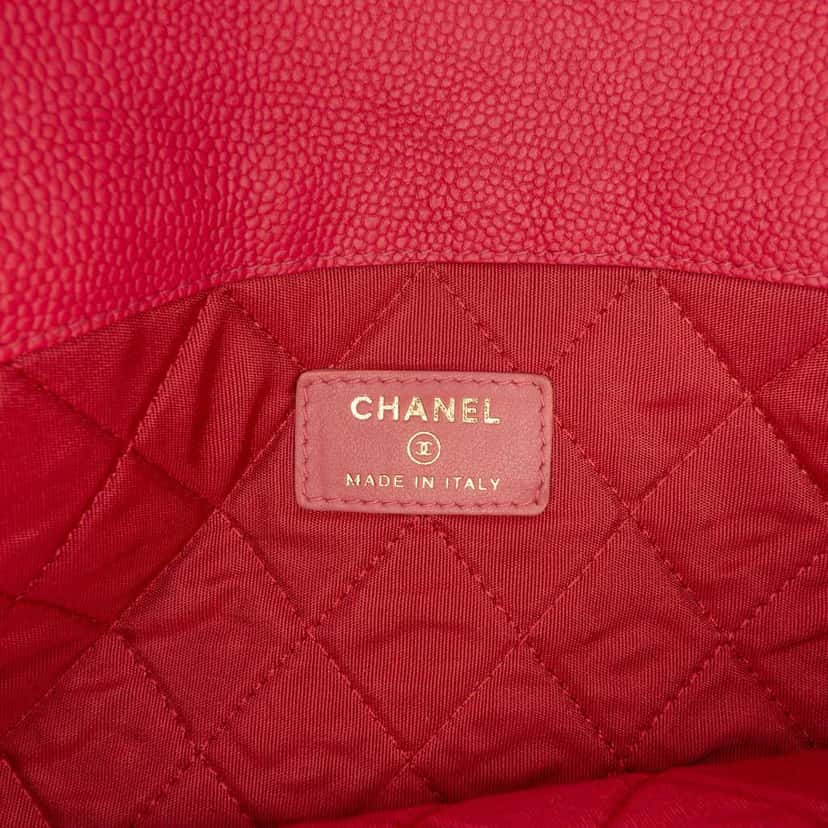 Chanel Paris Cuba Quilted Caviar Thread Around Envelope Clutch Red Leather Very good condition - Box View