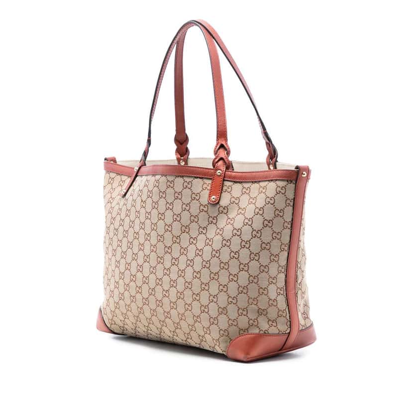 Gucci Medium GG Canvas Craft Tote Brown Canvas Very good condition - Back View