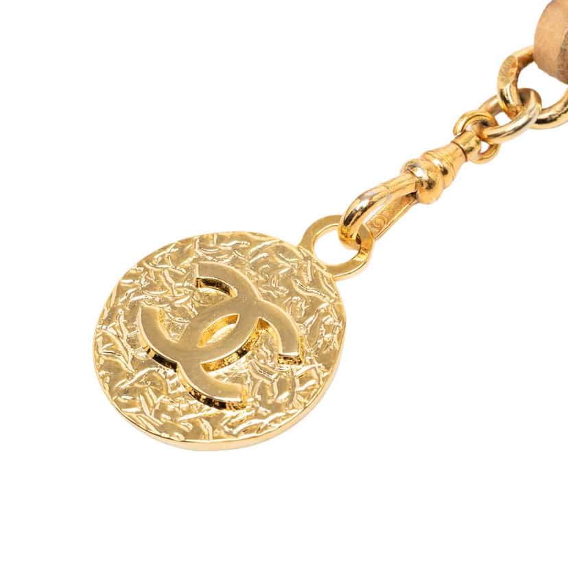 Chanel Gold Plated Leather Woven Medallion Chain Belt Gold Metal Very good condition - Back View