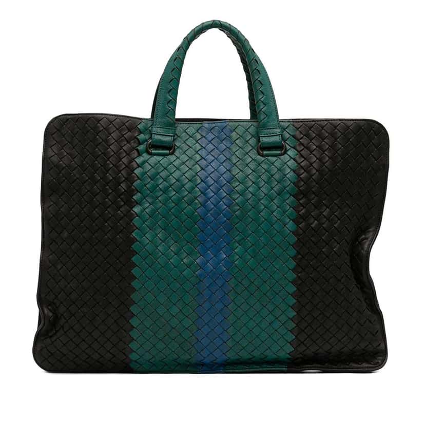 Bottega Veneta Nappa Intrecciato Club Fume Briefcase Black Leather Good condition - Front View