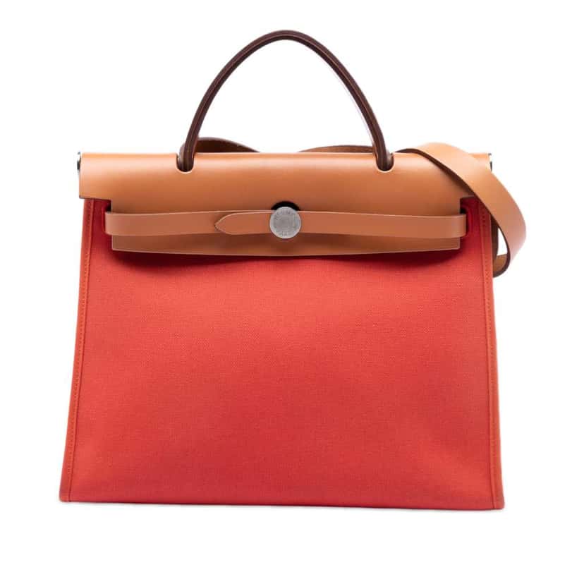 Hermès Toile Herbag Zip 31 Orange Canvas Very good condition - Front View