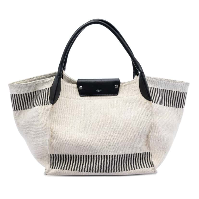 Celine Medium Canvas Big Satchel White Canvas Very good condition - Front View